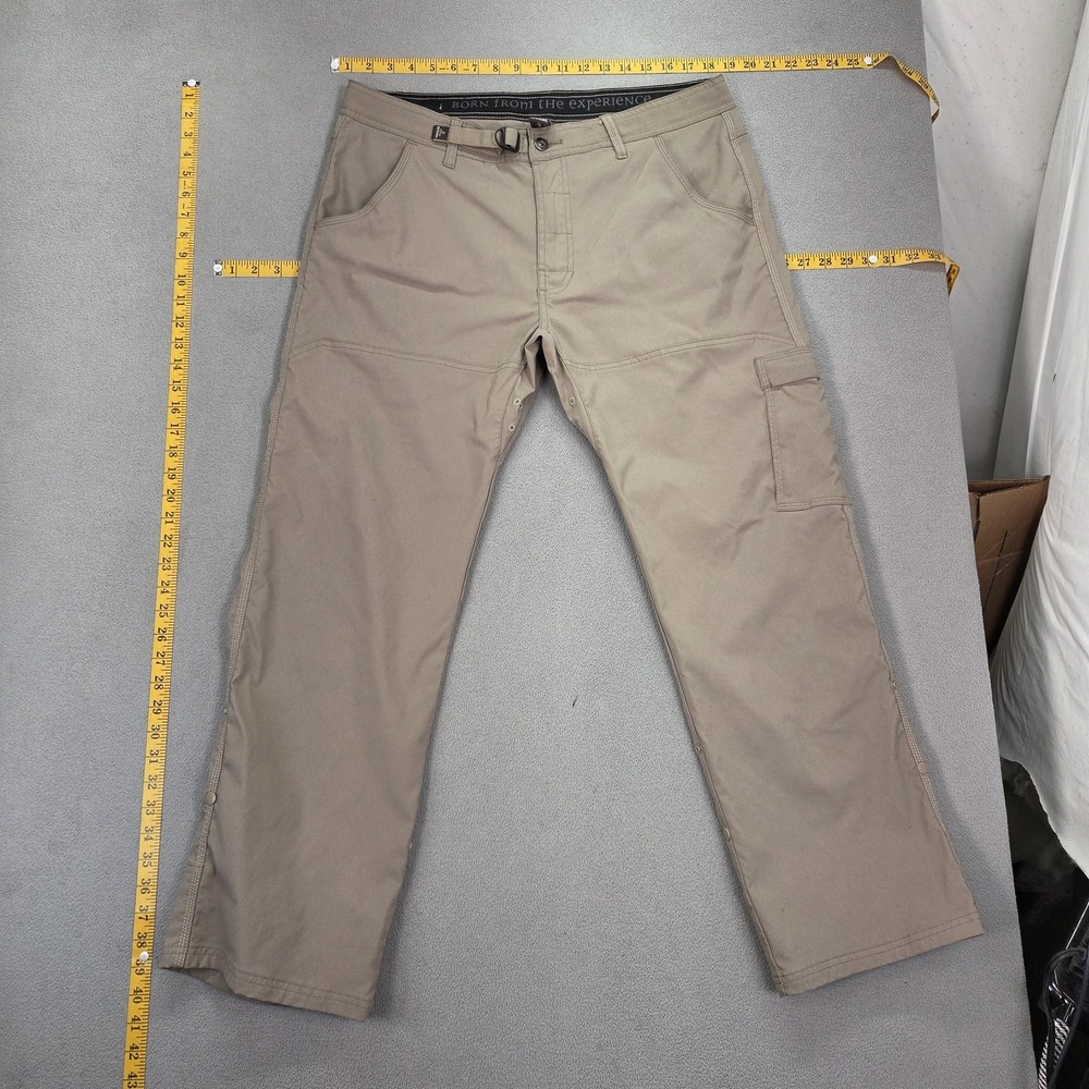 Prana Zion Pants Mens 36x30 Beige Nylon Stretch Hiking Belted Cargo M4ST30116